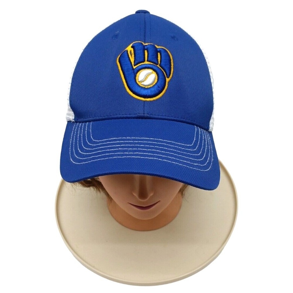 Milwaukee Brewers Mesh Hat Cap Snap back, Blue Yellow‎ Pre Owned by Fan Favorite